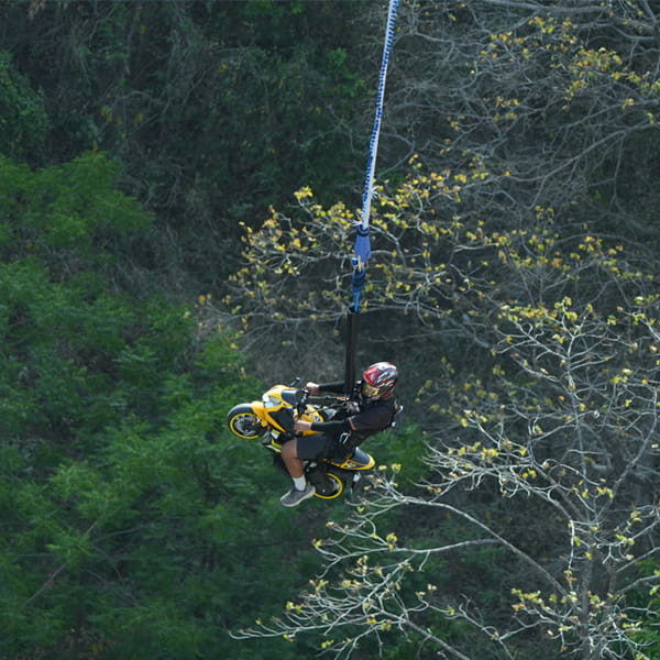 Rishikesh freestyle bungee jumping motorbike